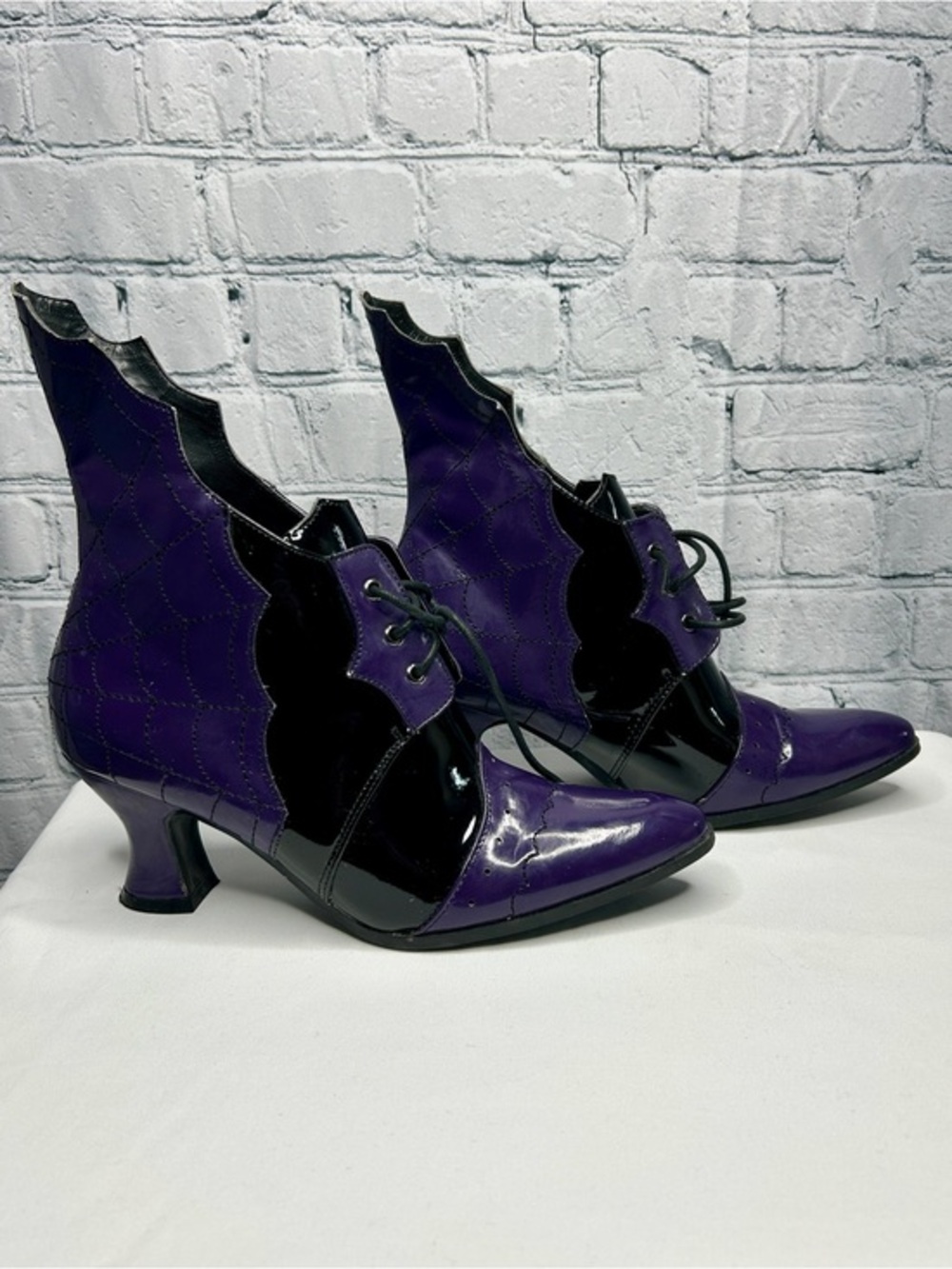 Ellie Charlotte Womens 8 Purple Black Spiderweb Witch Boots Gothic Halloween